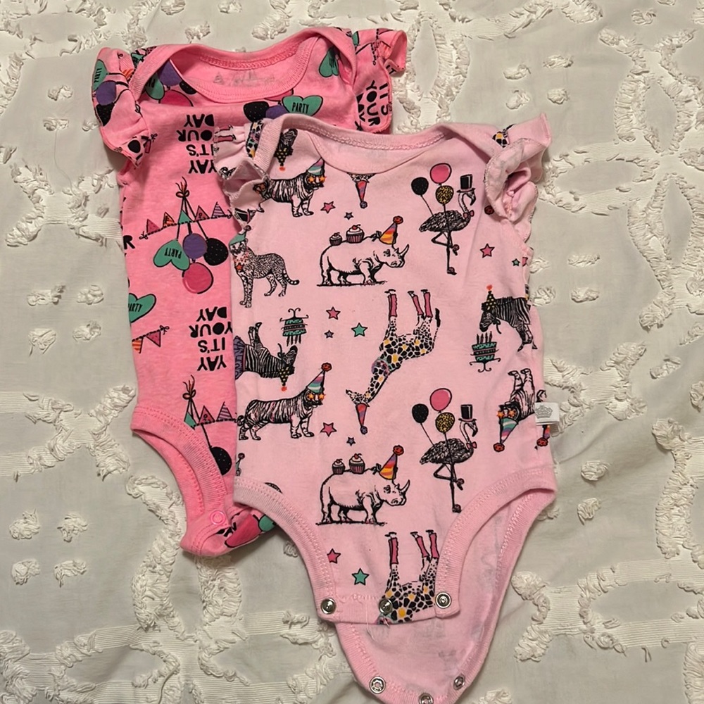 Rosie Pope fun print onesie set of 2 NWOT